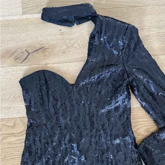 Michael Costello x Revolve - Annie Sequin Mini Dress in Black - Picture 2 of 5